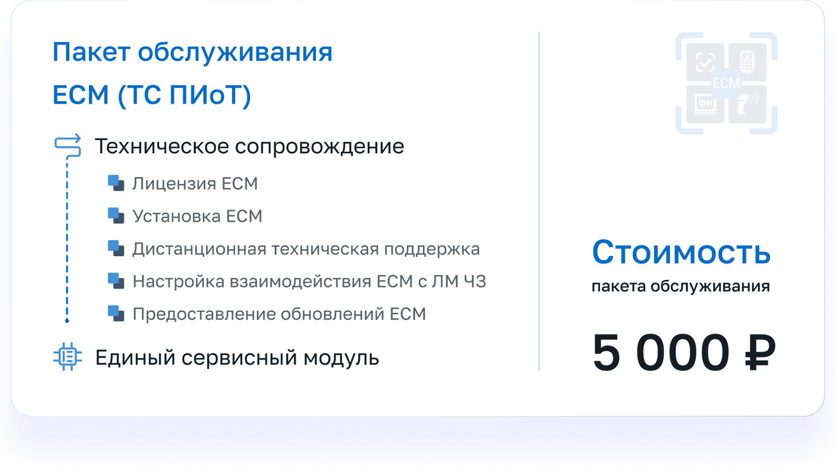Стоимость пакета обслуживания ЕСМ (ТС ПИоТ)
